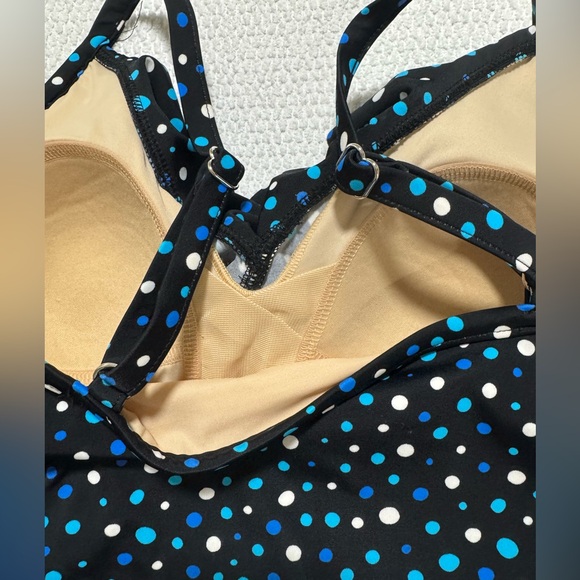 Miraclesuit Women Size 8 polka Dot Swim Tankini Top Ruffle Front - Picture 4 of 10
